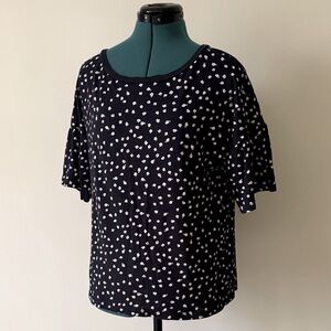 Gap | 100% Cotton Floral Flounce Sleeve Tee in Navy Blue | Size S
